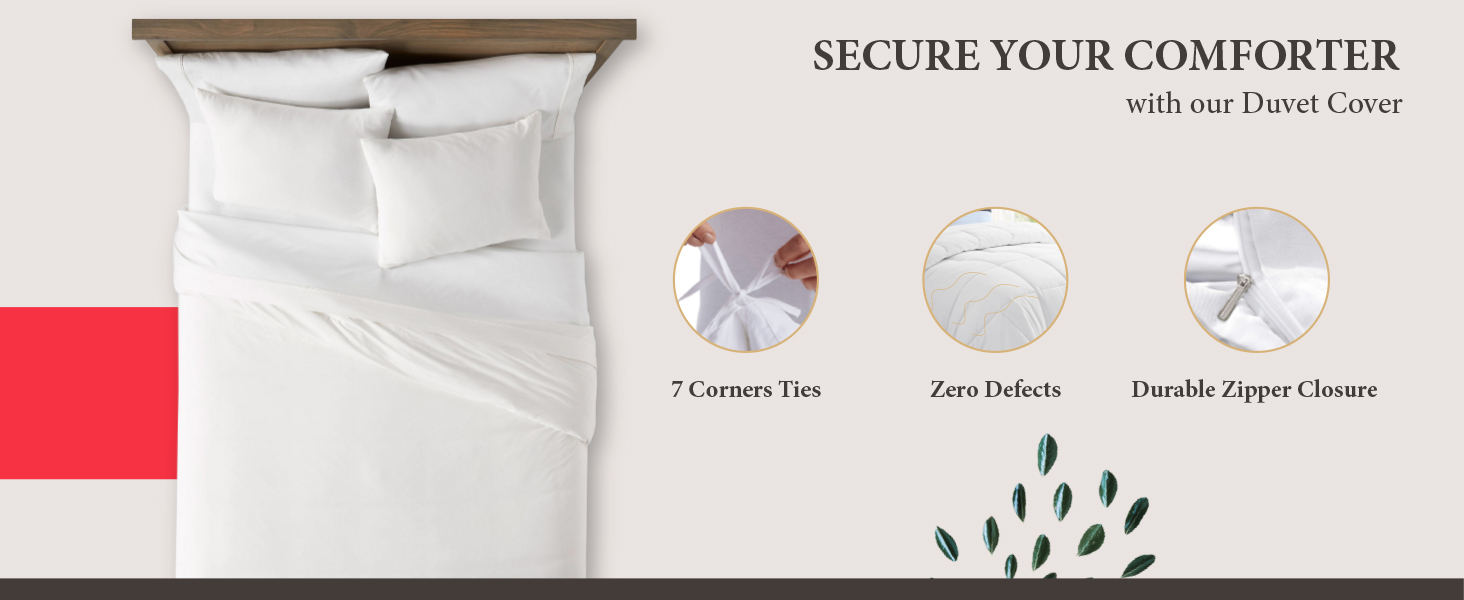 Secure comforter effortlessly with twin cotton duvet cover with 7 corner ties durable zipper closure